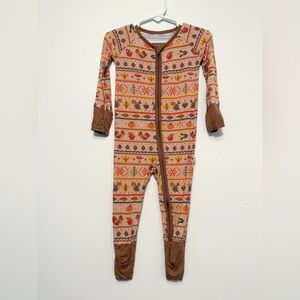 Harvest Fair Isle Thanksgiving Patterned Kids One Piece Zip Pajamas